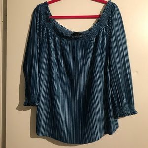 Banana Republic Blue Velvet Off the Shoulder Top